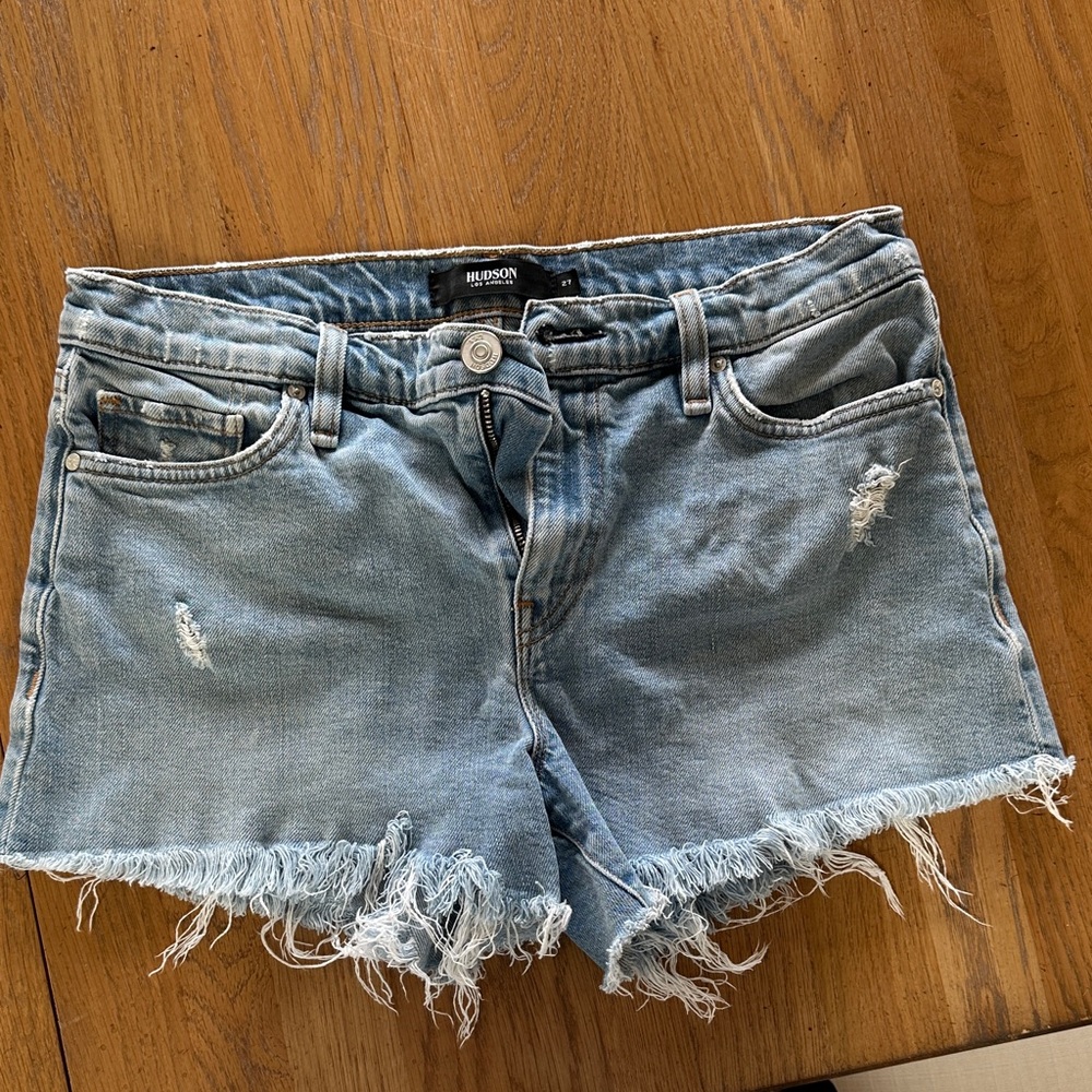 Hudson Jeans Women's Frayed Denim Shorts - Light Blue
